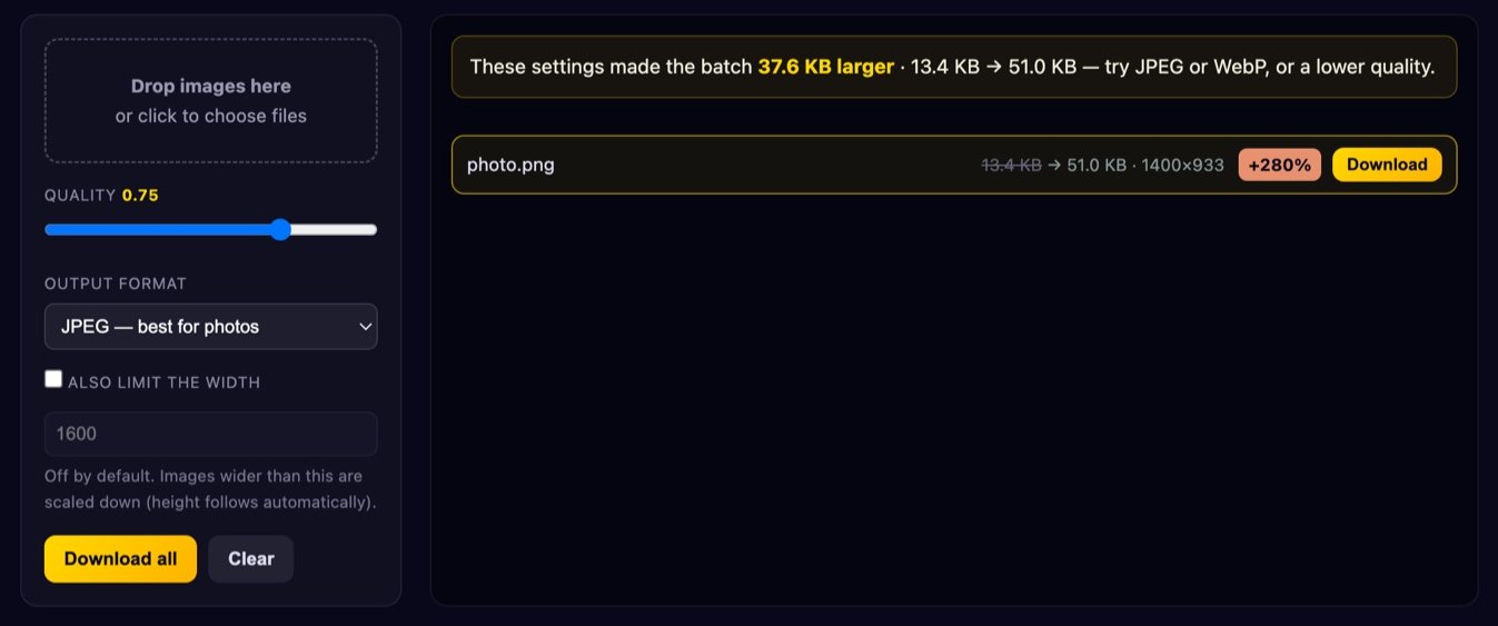 Image compressor screenshot