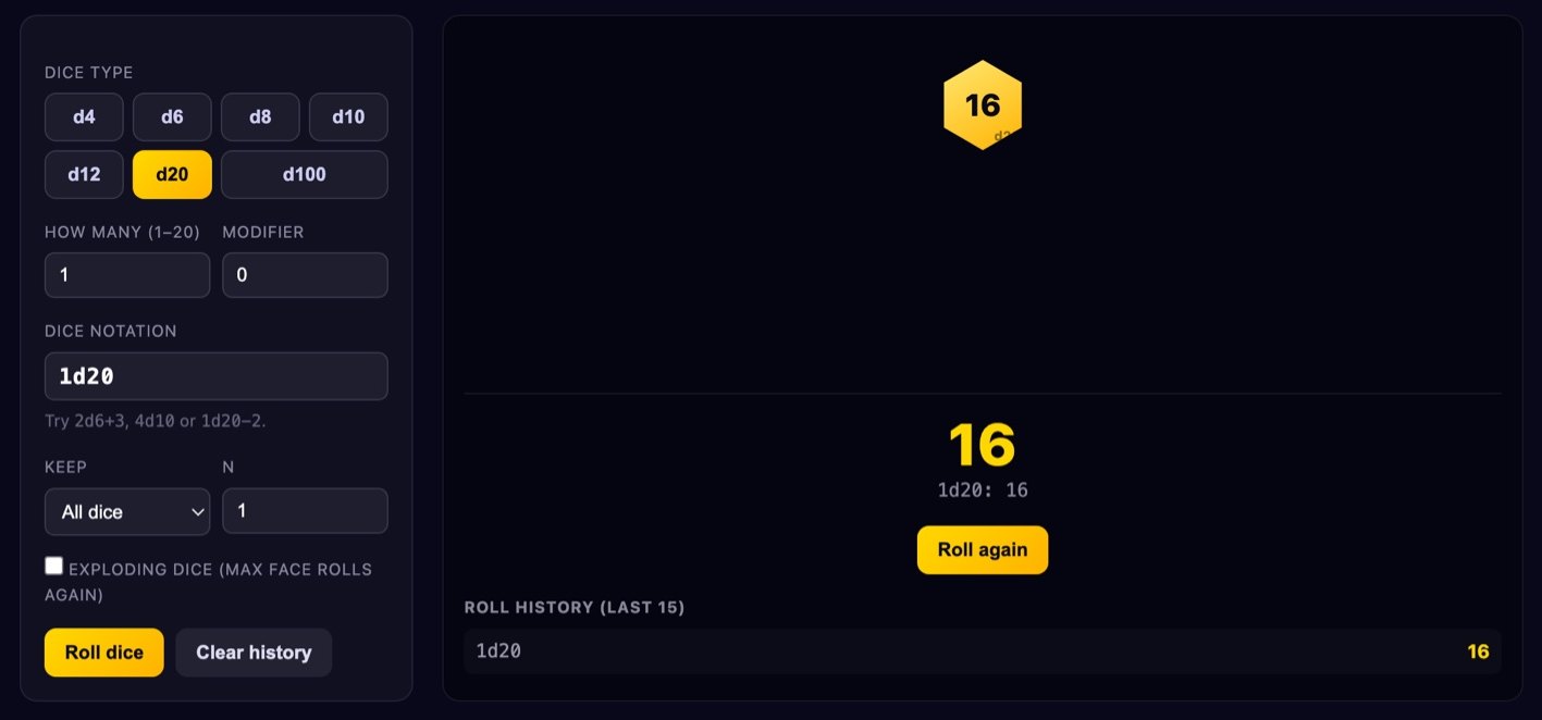 Dice roller screenshot