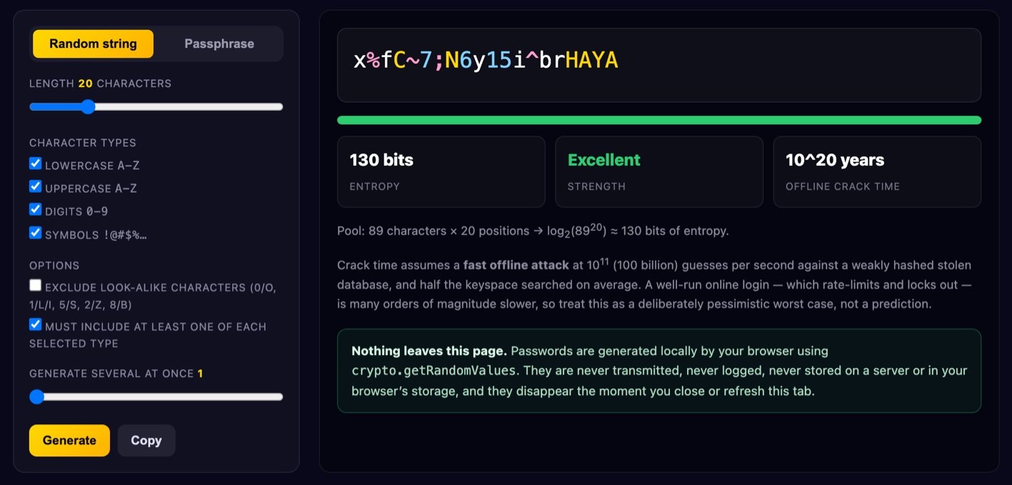 Password generator screenshot