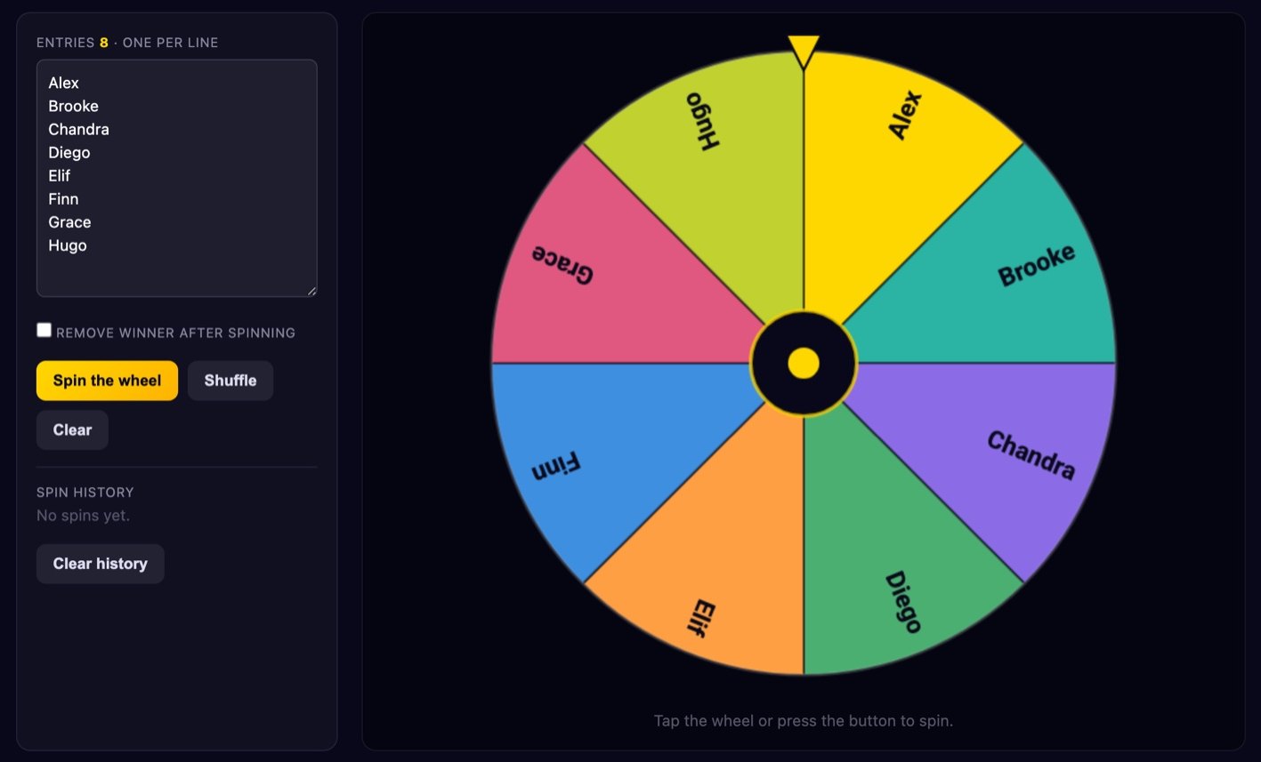 Spinner wheel screenshot