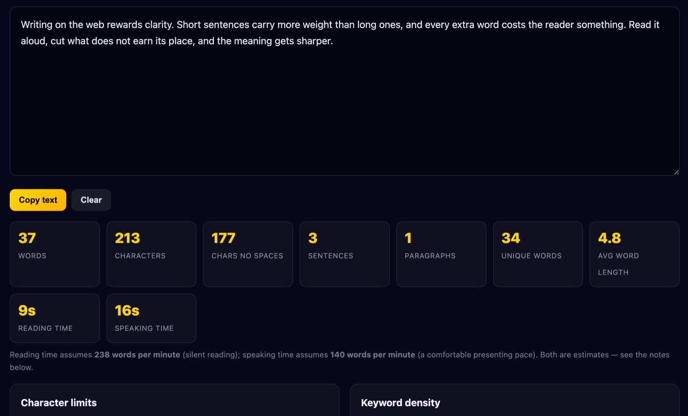 Word counter screenshot